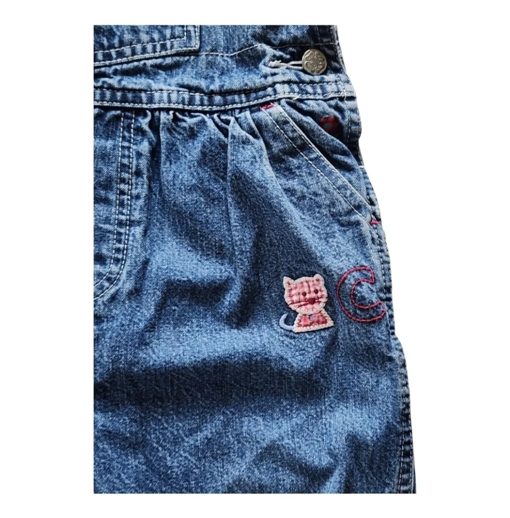Vintage OshKosh B'gosh 24M Denim Overalls Alphabet Floral Lining 90s